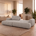 MIREL Canapé d'angle convertible en tissu taupe - Angle gauche