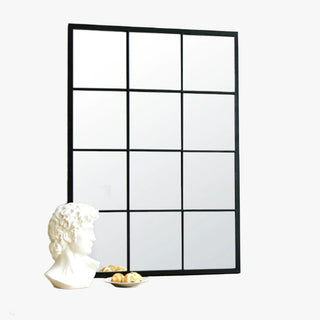 ARYA Miroir mural rectangulaire en fer noir 120x80 cm