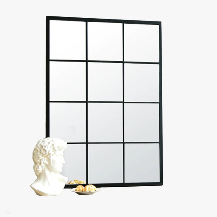ARYA Miroir mural rectangulaire en fer noir 120x80 cm
