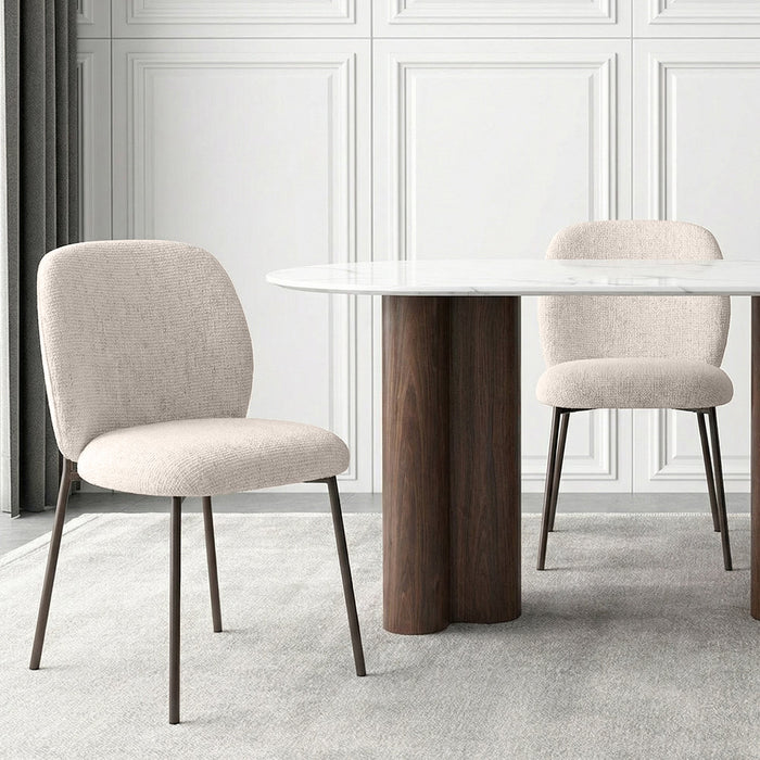 MOGAN Lot de 2 chaises en tissu beige pieds en métal noir