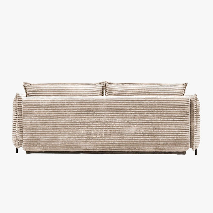 MONICA Canapé 3 places convertible avec coffre velours gros côtelé beige