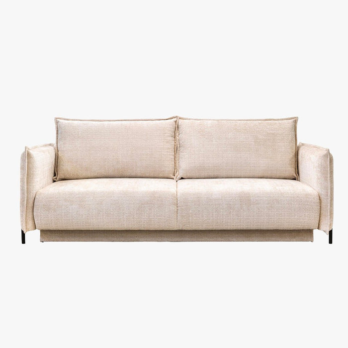 MONICA TISSU Canapé 3 places convertible avec coffre en tissu beige
