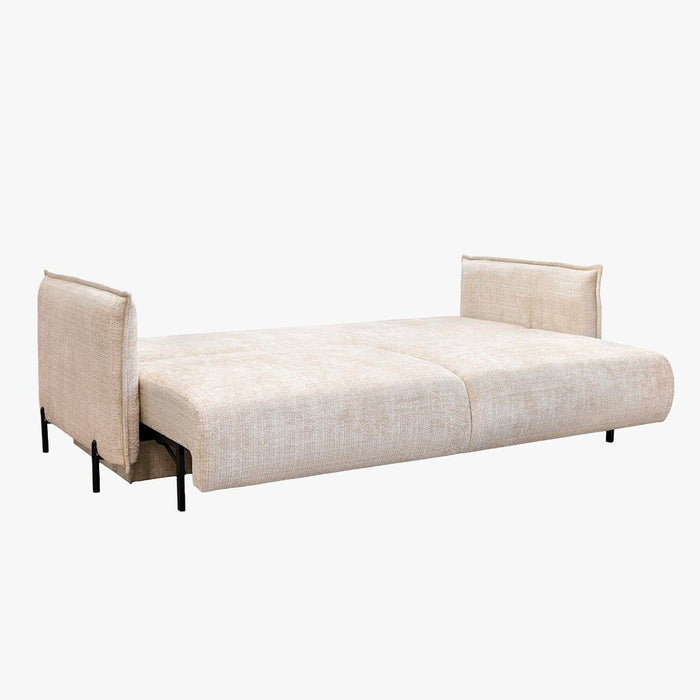 MONICA TISSU Canapé 3 places convertible avec coffre en tissu beige