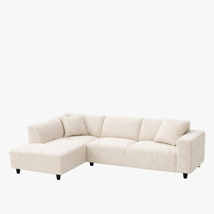 MUNICH Canapé d'angle en tissu beige foncé - Angle gauche