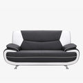 MUZA Canapé design 2 places en simili cuir gris et blanc
