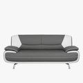 MUZA Canapé design 3 places en simili cuir gris et blanc