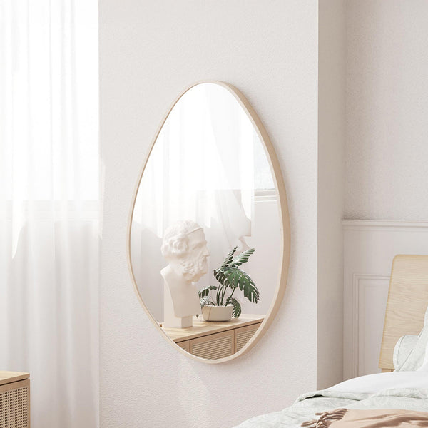 NACIA Miroir mural ovale 80x50 cm couleur chêne vieilli