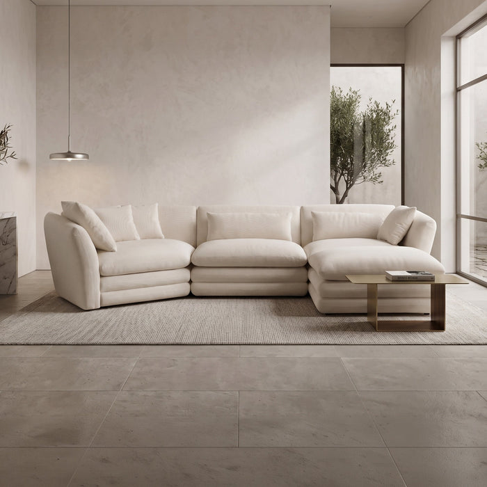 NATALIA Canapé d'angle modulable et réversible en tissu beige – Canapés d'angle Mobilier Deco