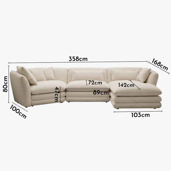 NATALIA Canapé d'angle modulable et réversible en tissu beige