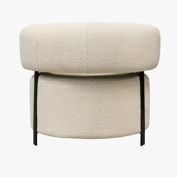 NAYA Fauteuil design en tissu beige et métal noir