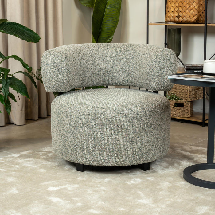 NAYA Fauteuil design en tissu vert et métal noir