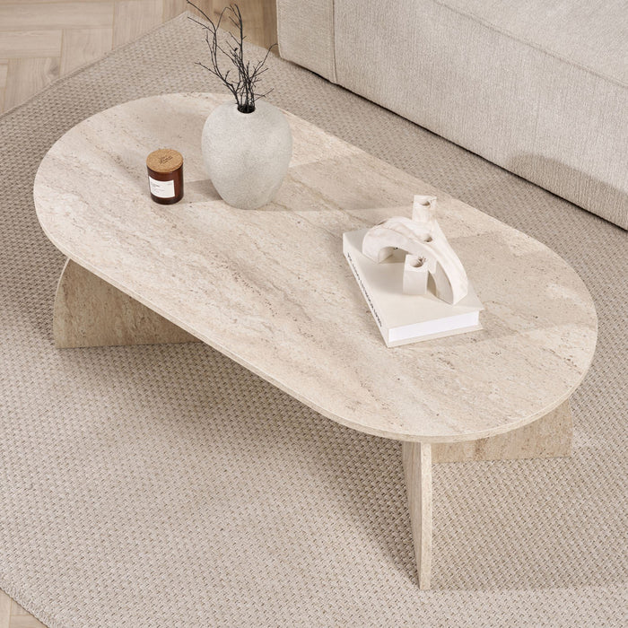 NAYALI Table basse ovale beige 120 cm