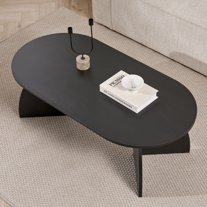 NAYALI Table basse ovale couleur bois noir 120 cm