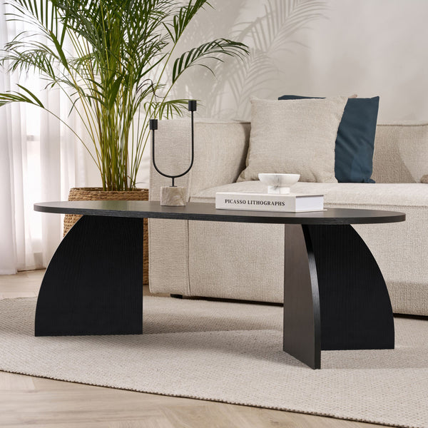 NAYALI Table basse ovale couleur bois noir 120 cm