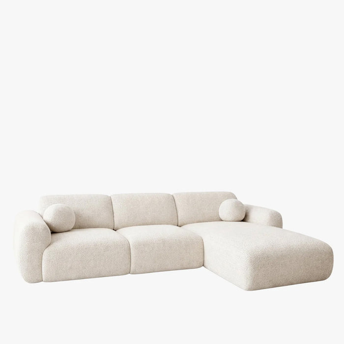 NAYLA Canapé d'angle en tissu beige - Angle droit