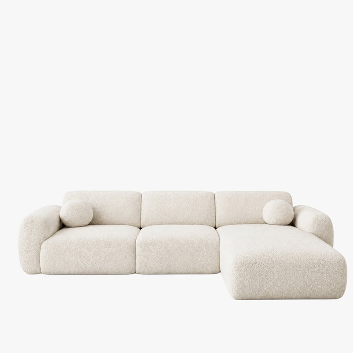 NAYLA Canapé d'angle en tissu beige - Angle droit