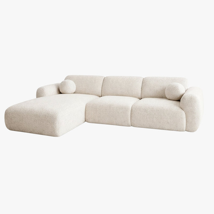NAYLA Canapé d'angle en tissu beige - Angle gauche