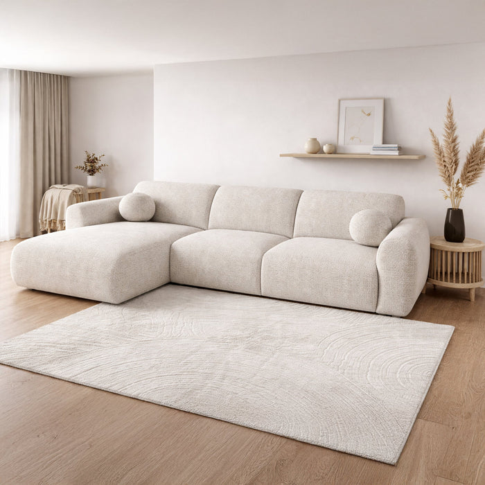NAYLA Canapé d'angle en tissu beige - Angle gauche