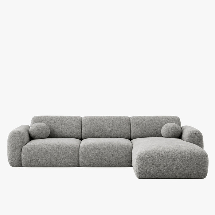 NAYLA Canapé d'angle en tissu gris - Angle droit