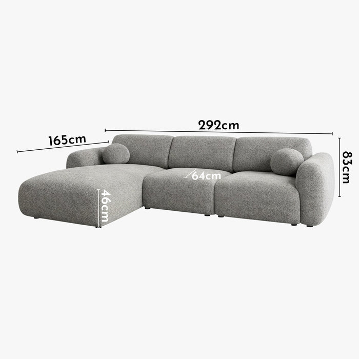 NAYLA Canapé d'angle en tissu gris - Angle gauche