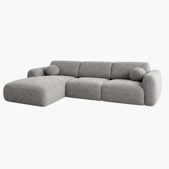 NAYLA Canapé d'angle en tissu gris - Angle gauche