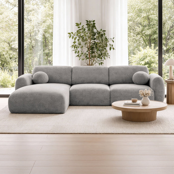 NAYLA Canapé d'angle en tissu gris - Angle gauche