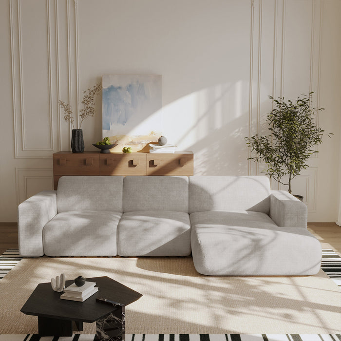 NAYVA Canapé d'angle en tissu beige - Angle droit
