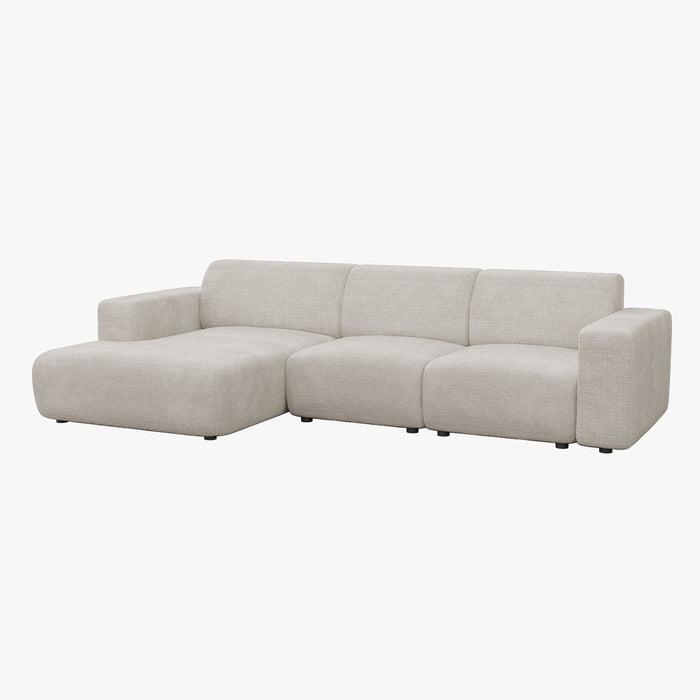 NAYVA Canapé d'angle en tissu beige - Angle gauche