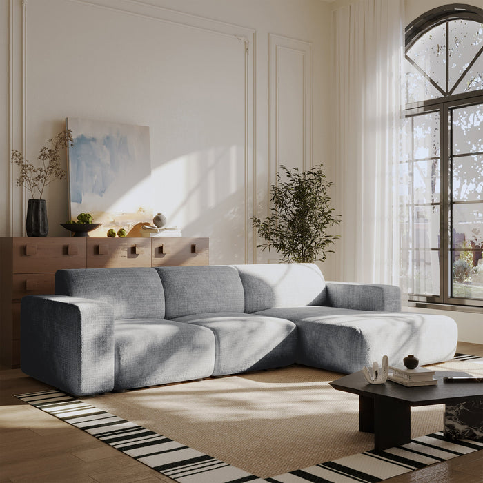 NAYVA Canapé d'angle en tissu gris - Angle droit