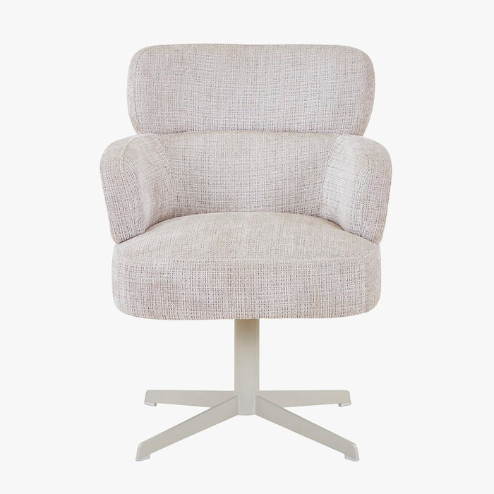 NEJYA Fauteuil en tissu beige pieds en métal gris