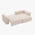 NIRA Canapé d'angle convertible réversible avec coffre en tissu beige