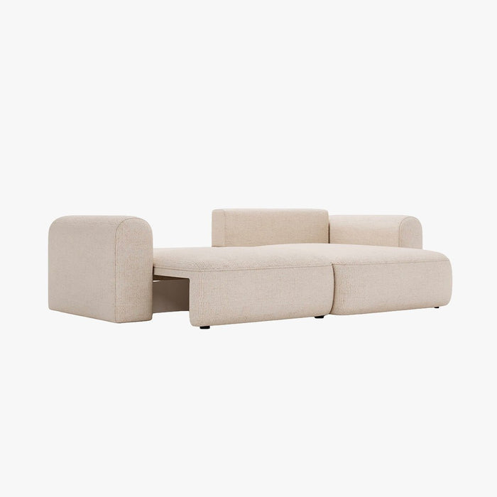 NIRA Canapé d'angle convertible réversible avec coffre en tissu beige