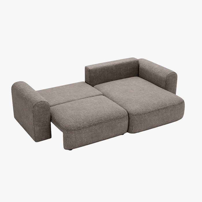 NIRA Canapé d'angle convertible réversible avec coffre en tissu gris