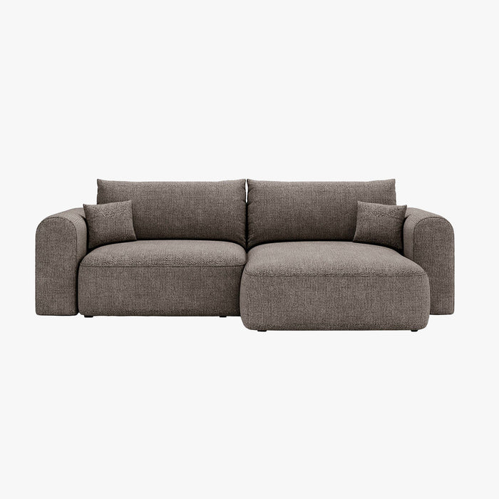 NIRA Canapé d'angle convertible réversible avec coffre en tissu gris