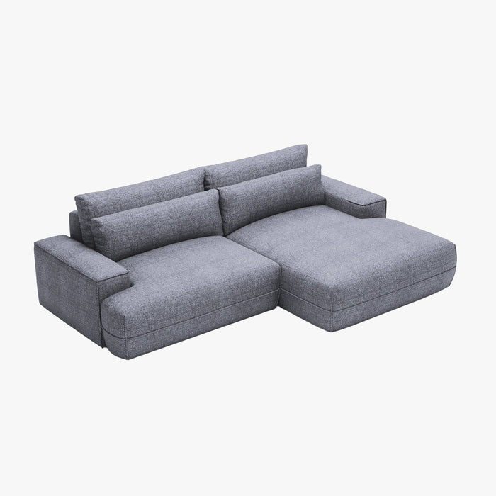 NOEMIA Canapé d'angle convertible avec coffre en tissu gris clair - Angle droit