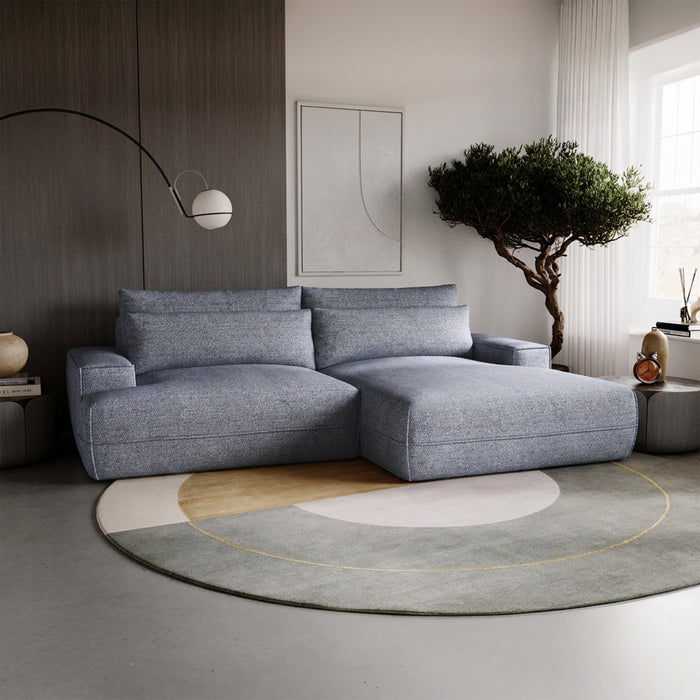NOEMIA Canapé d'angle convertible avec coffre en tissu gris clair - Angle droit