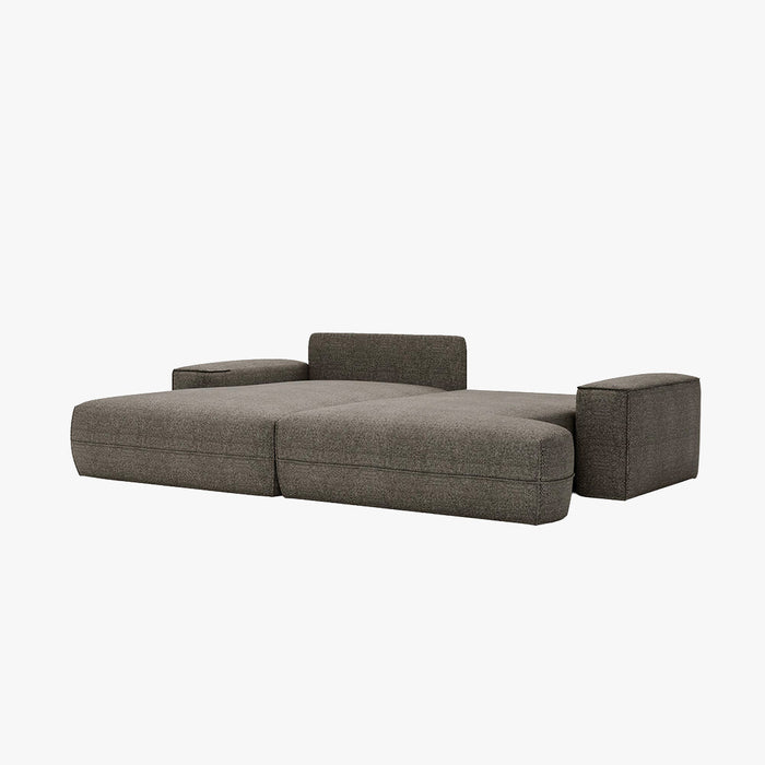 NOEMIA Canapé d'angle convertible avec coffre en tissu taupe - Angle gauche