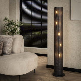 NOVA Lampadaire tube 5 ampoules en métal noir 18x149 cm