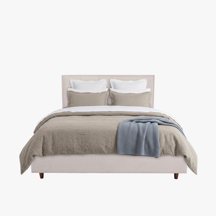OLEA Lit double en tissu beige avec coffre 180x200 cm