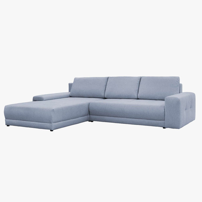 OLIVIA Canapé d'angle convertible avec coffre tissu gris - Configuration fixe