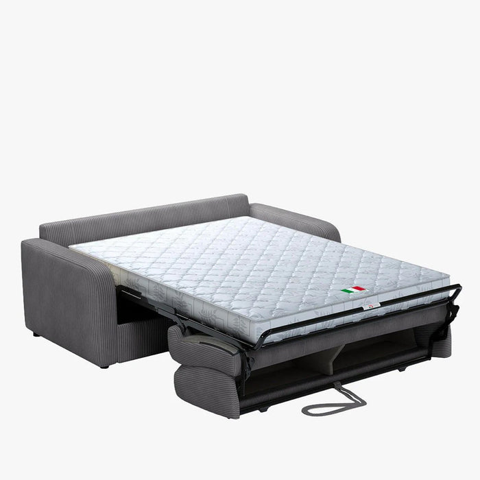 OLIVIER Canapé 3 places convertible en velours côtelé anthracite matelas Memory 14 cm