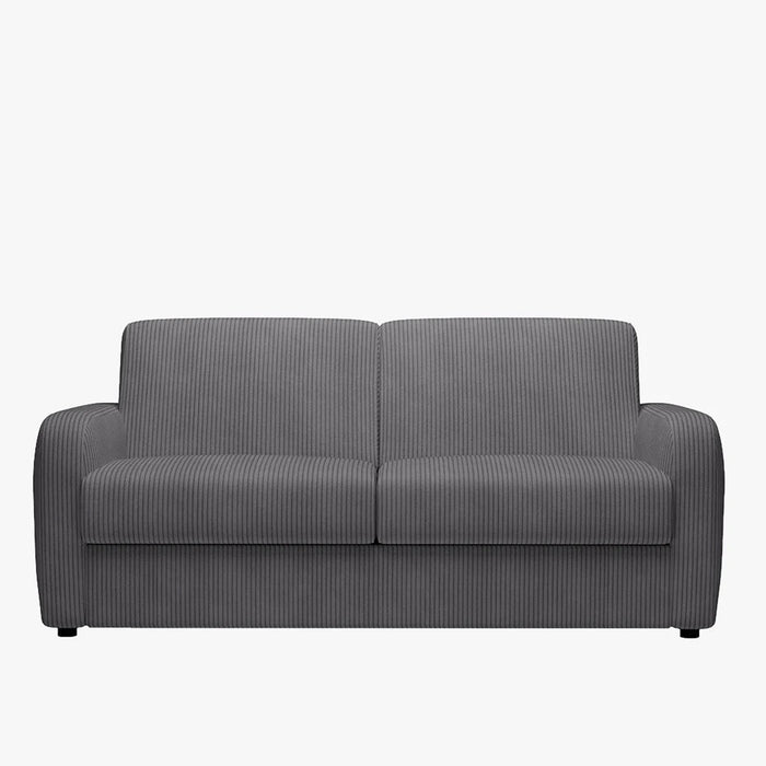 OLIVIER Canapé 3 places convertible en velours côtelé anthracite matelas Memory 14 cm