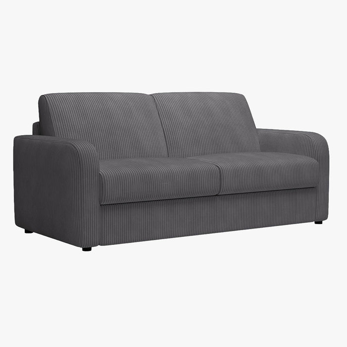 OLIVIER Canapé 3 places convertible en velours côtelé anthracite matelas Memory 14 cm