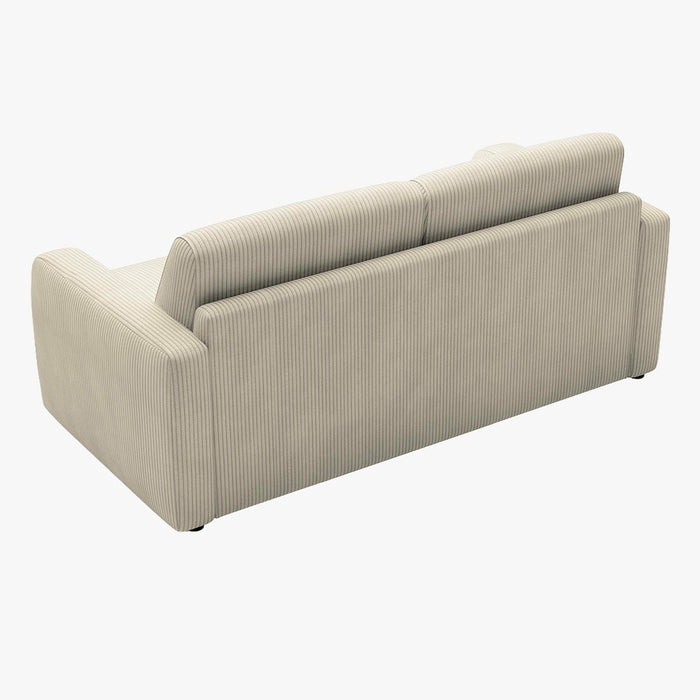OLIVIER Canapé 3 places convertible en velours côtelé beige matelas Memory 14 cm