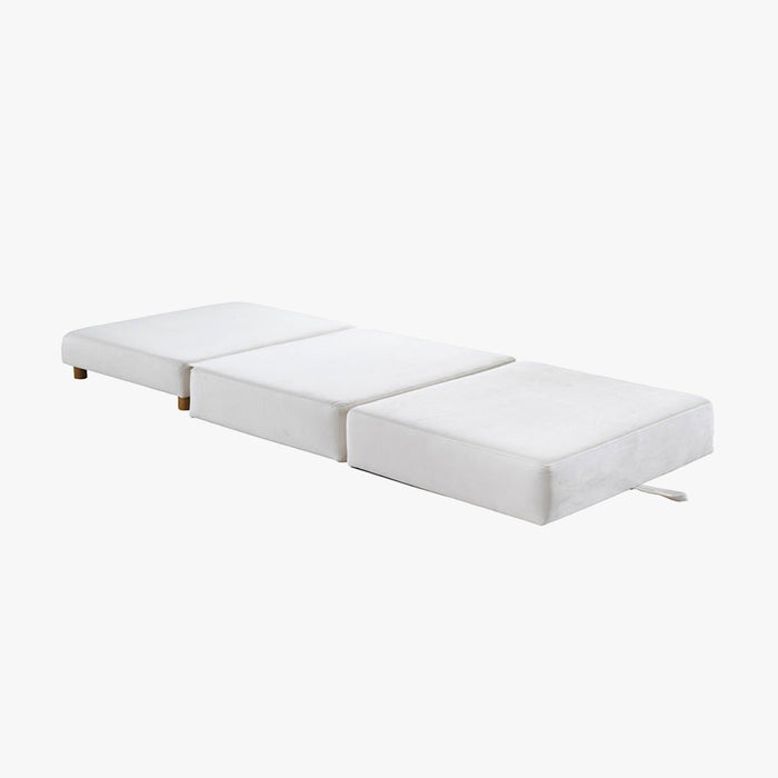PAULA Banquette carrée convertible en tissu blanc écru