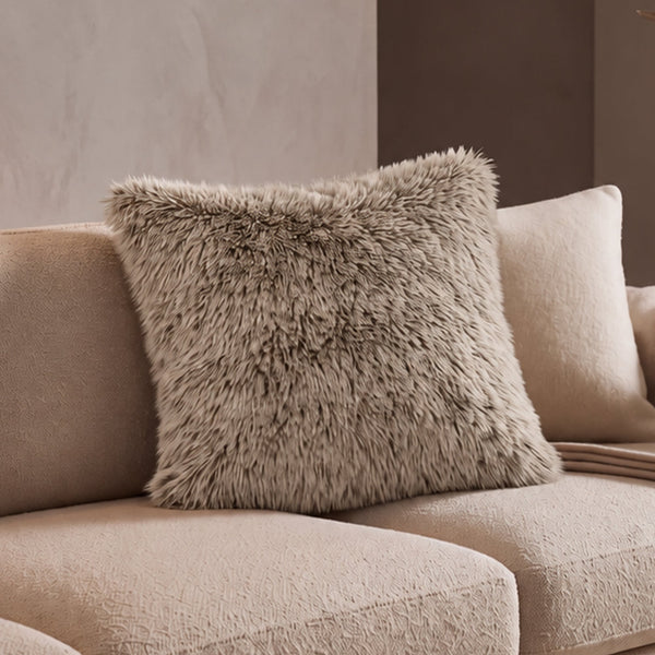 PERLA Coussin carré en tissu beige 42x42 cm