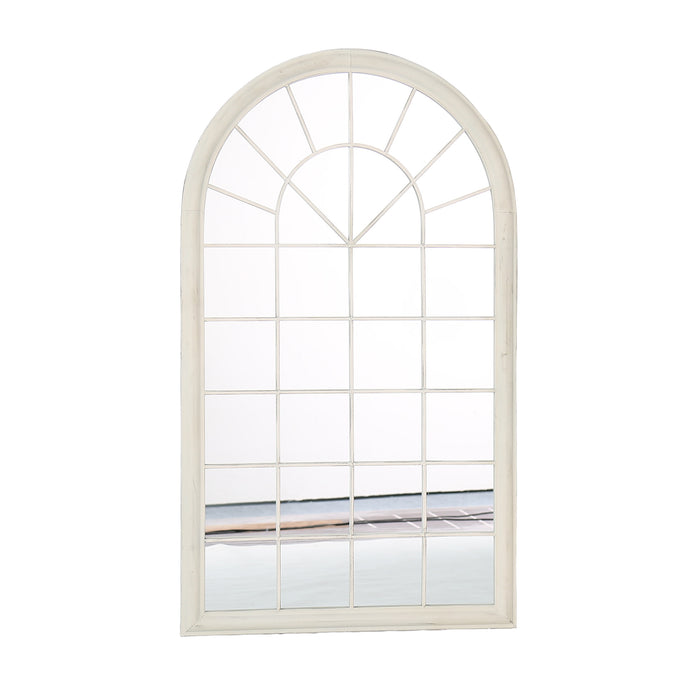 POLO Miroir mural arche en fer couleur bois 131x75 cm