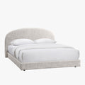RANIA Lit double en tissu beige 140x190 cm