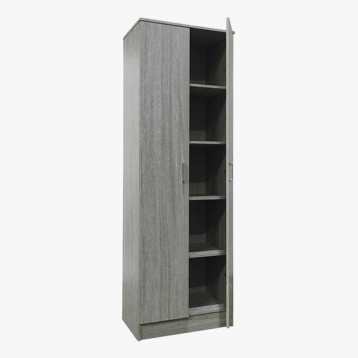 RAY Armoire 2 portes 4 étagères couleur chêne gris