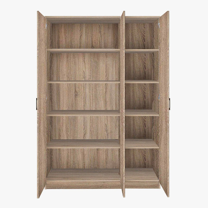 RAY XL Armoire 3 portes 4 étagères couleur chêne clair